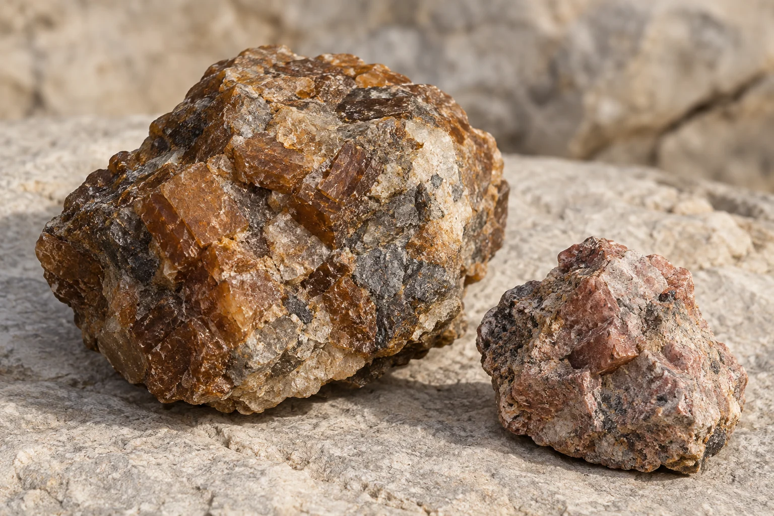 Mineralhaltige Gesteinsproben als Illustration des Themas Seltene Erden